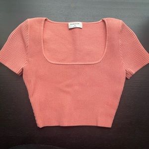 Peach Aritzia/ Babaton Sculpt Knit Squareneck Top